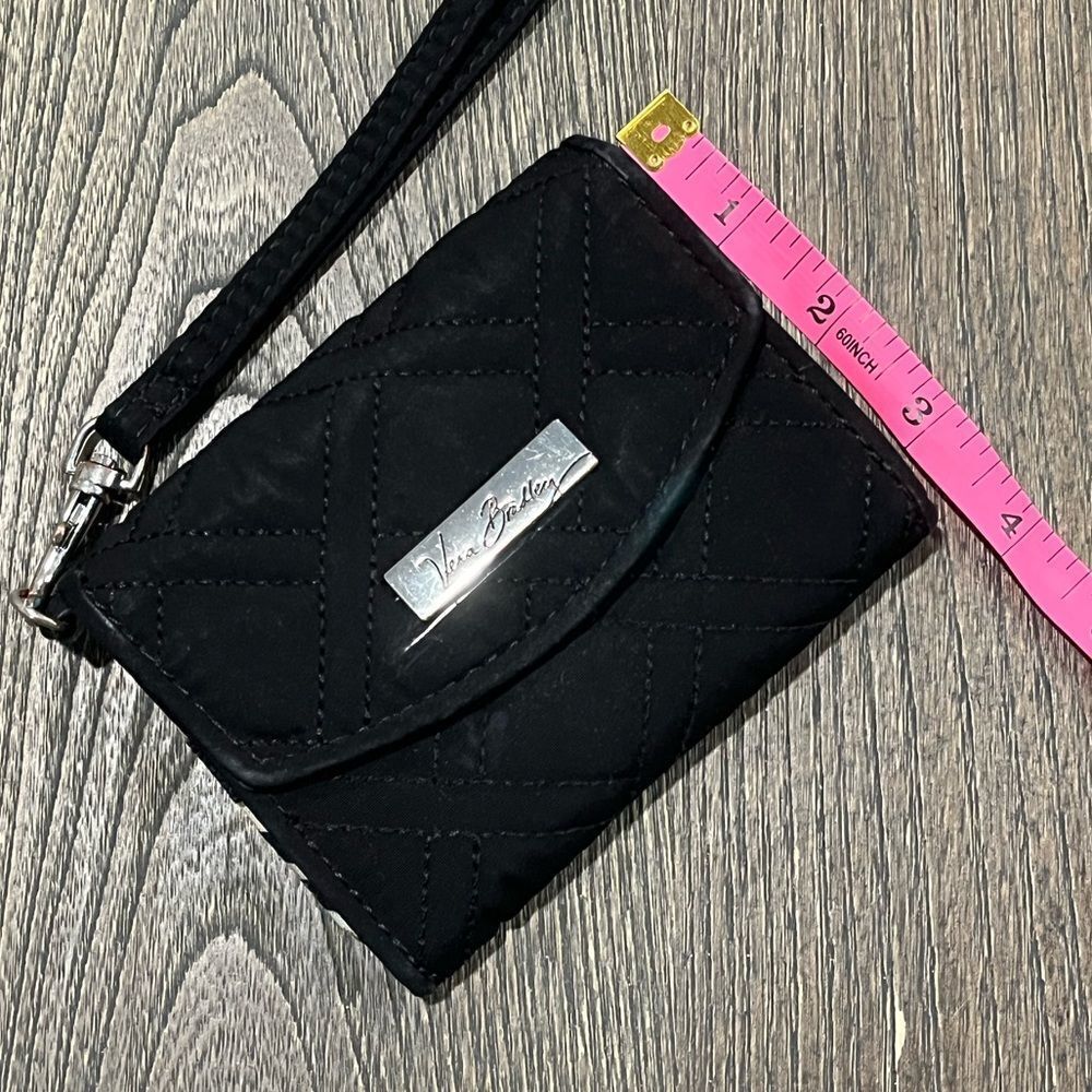 Vera Bradley Black Coin Purse Cardcase Snap Wallet Wristlet - Picture 5 of 9